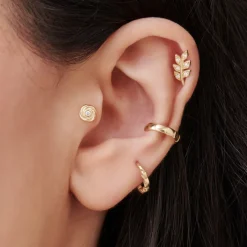 14k Leaf Diamond Helix Piercing
