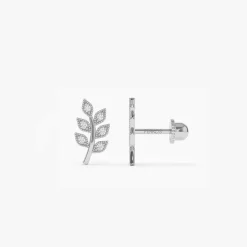 14k Leaf Diamond Helix Piercing