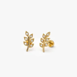 14k Leaf Diamond Helix Piercing