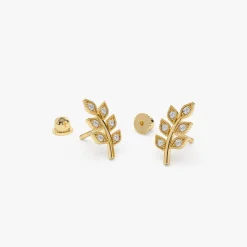 14k Leaf Diamond Helix Piercing