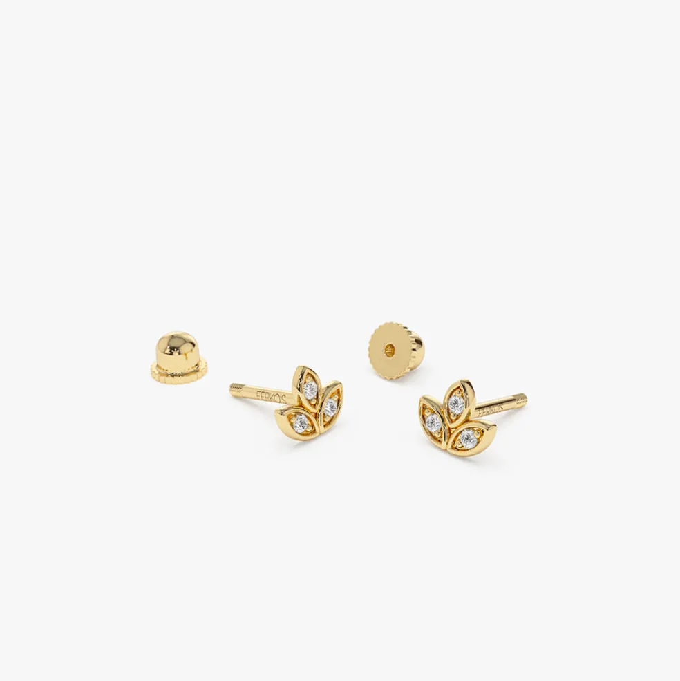 14k Leaf Petal Diamond Helix Piercing