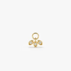 14k Leaf Shape Hoop Charm