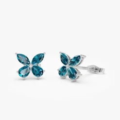 14K London Blue Topaz Butterfly Stud Earrings