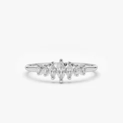 14k Marquise & Round Diamond Anniversary Band