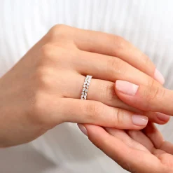 14K Marquise Baguette and Round Diamond Anniversary Band