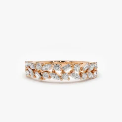 14K Marquise Baguette and Round Diamond Anniversary Band