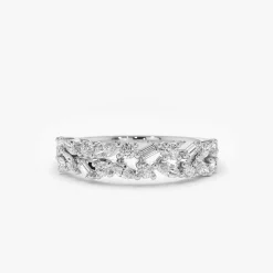 14K Marquise Baguette and Round Diamond Anniversary Band