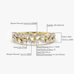 14K Marquise Baguette and Round Diamond Anniversary Band
