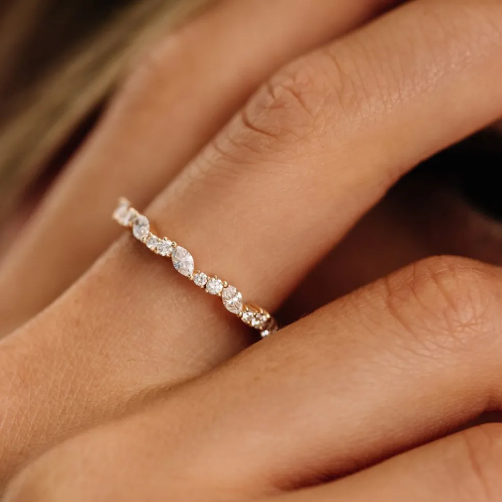 14k Marquise Cluster Stackable Wedding Ring