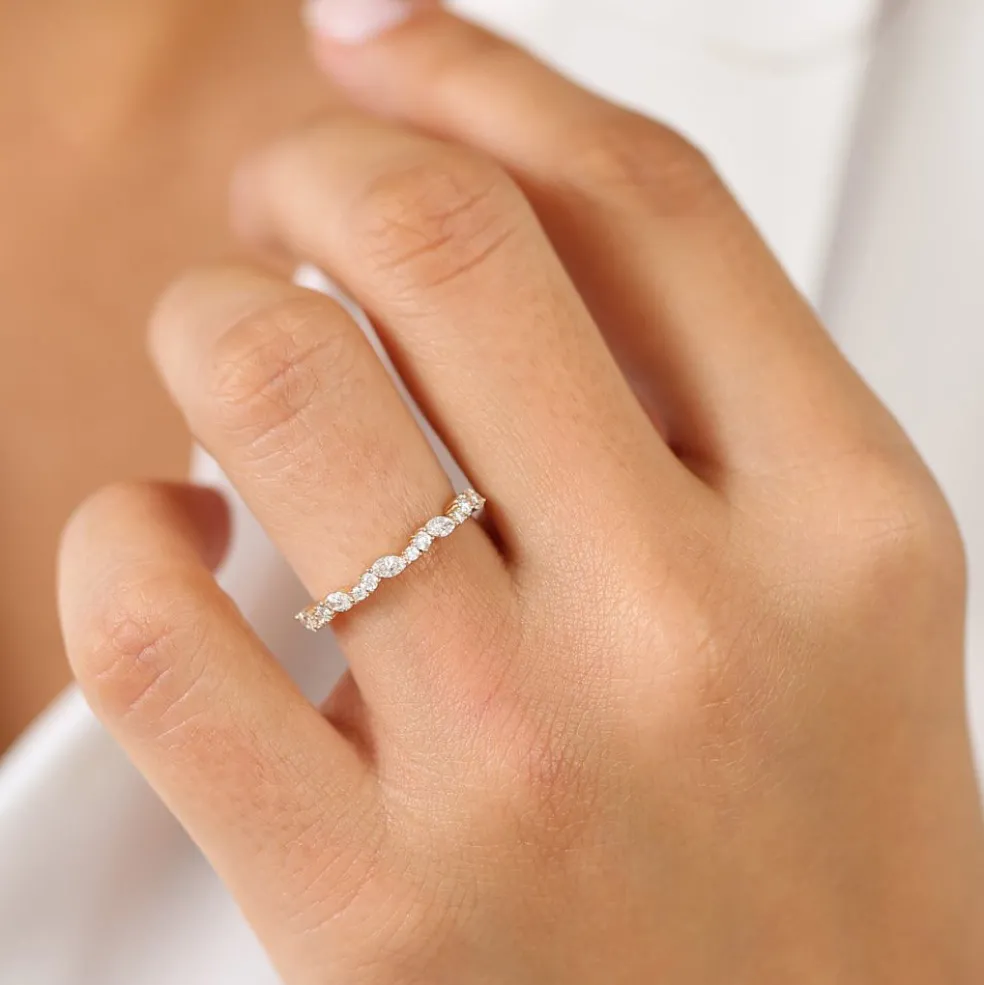 14k Marquise Cluster Stackable Wedding Ring