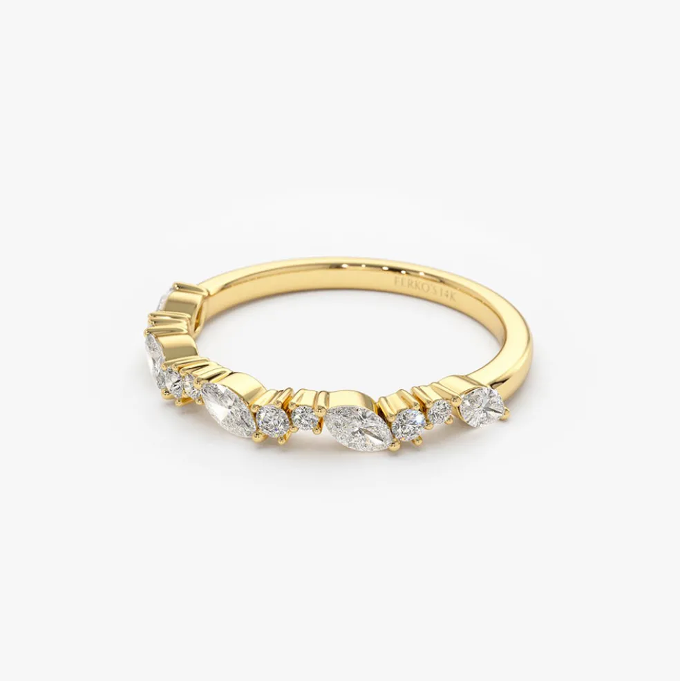 14k Marquise Cluster Stackable Wedding Ring
