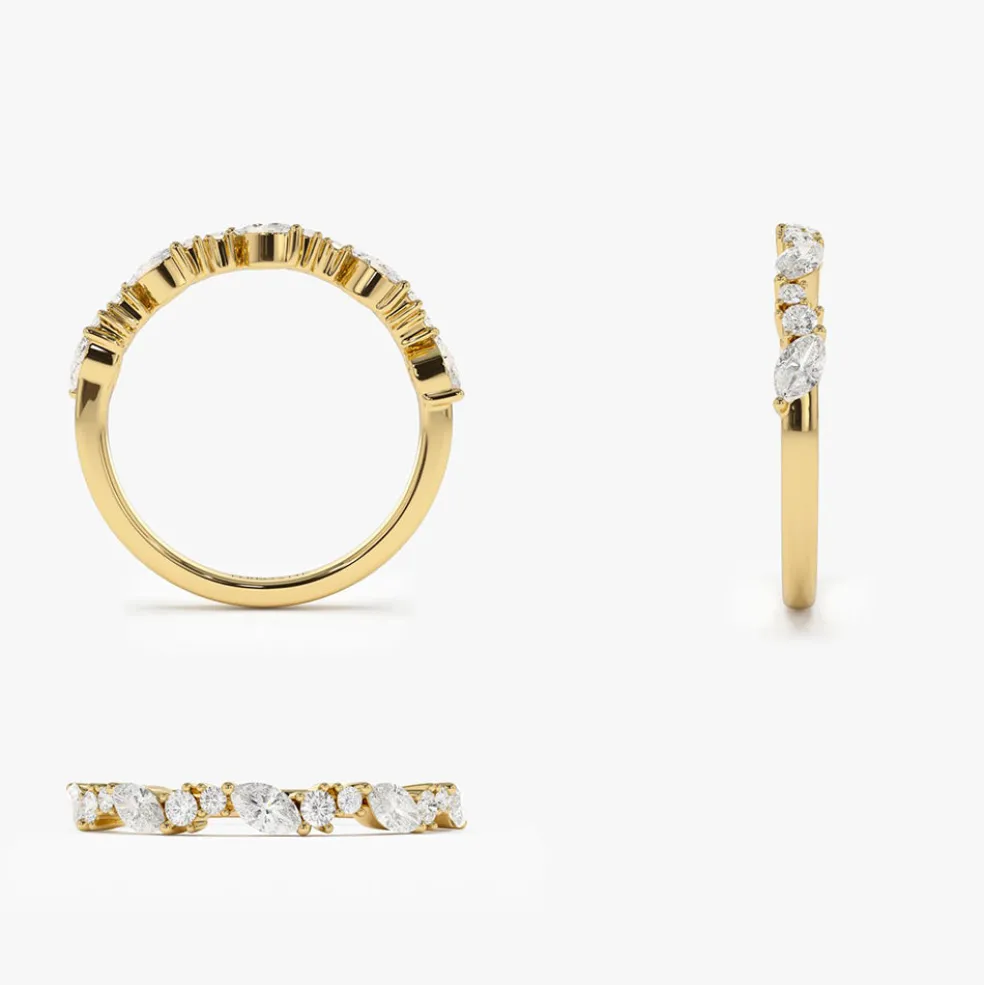 14k Marquise Cluster Stackable Wedding Ring