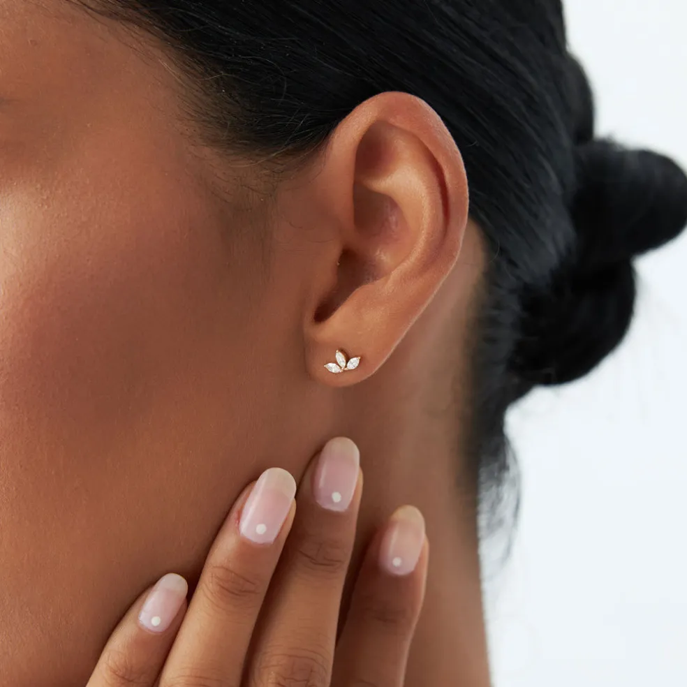 14k Marquise Crown Stud Earrings
