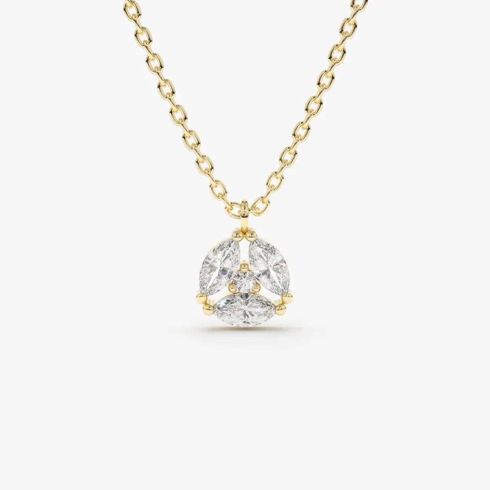 14K Marquise Diamond Cluster Necklace