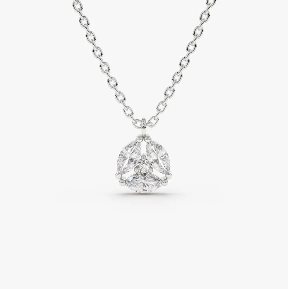 14K Marquise Diamond Cluster Necklace