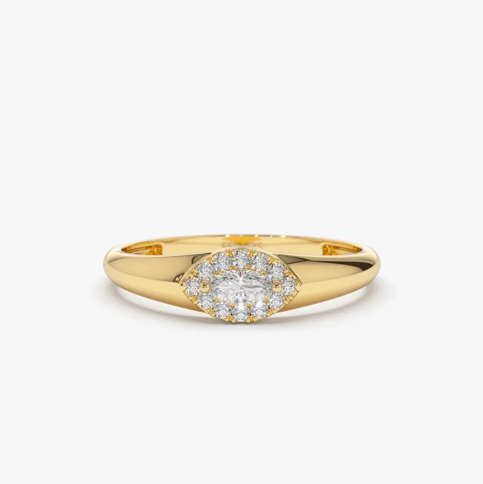 14K Marquise Diamond in Halo Setting Ring