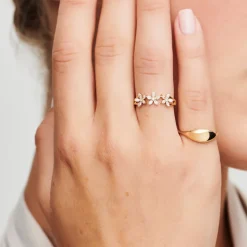 14k Marquise Diamond Multi-Flower Ring