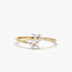 14k Marquise Diamond Trendy Stackable Ring
