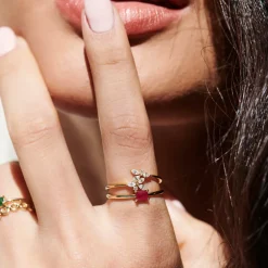 14k Marquise Diamond Trendy Stackable Ring