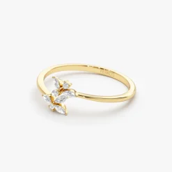 14k Marquise Diamond Trendy Stackable Ring