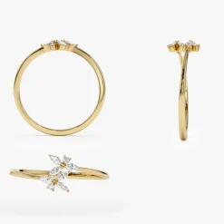 14k Marquise Diamond Trendy Stackable Ring
