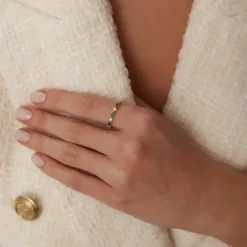14k Marquise Emerald and Diamond Wedding Band