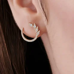14k Marquise Looking Round Diamond Cluster Studs