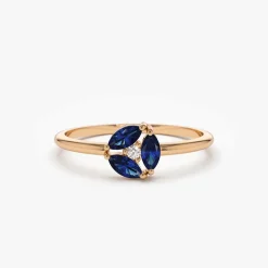 14k Marquise Sapphire Cluster Ring