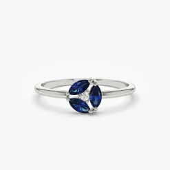 14k Marquise Sapphire Cluster Ring