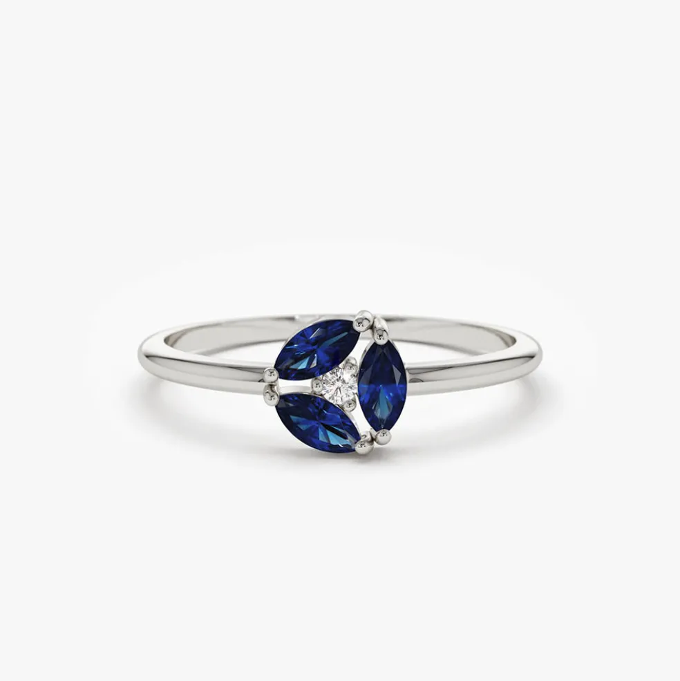 14k Marquise Sapphire Cluster Ring