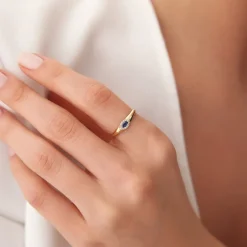 14k Marquise Sapphire Ring in Halo Setting