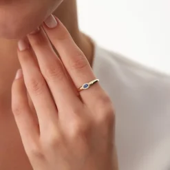 14k Marquise Sapphire Ring in Halo Setting