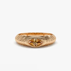 14k Marquise Shape Citrine Beveled Ring
