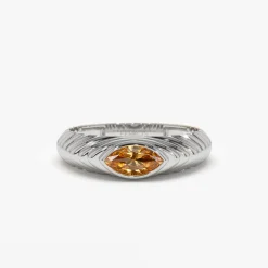 14k Marquise Shape Citrine Beveled Ring