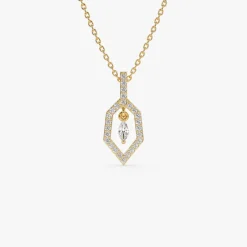 14k Marquise Shape Dangle Diamond Necklace