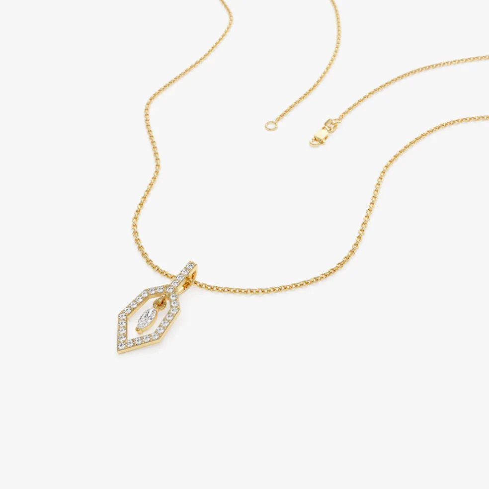 14k Marquise Shape Dangle Diamond Necklace