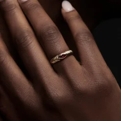 14k Marquise Shape Garnet Beveled Ring
