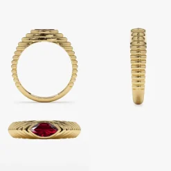 14k Marquise Shape Garnet Beveled Ring