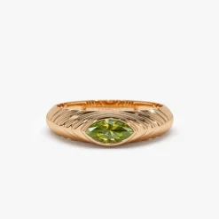14k Marquise Shape Peridot Beveled Ring