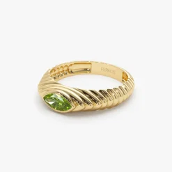 14k Marquise Shape Peridot Beveled Ring