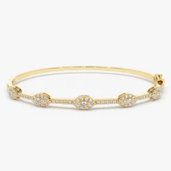 14k Marquise Shape Round Diamond Bangle Bracelet