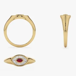 14k Marquise Shaped Ruby and Baguette Diamond Ring