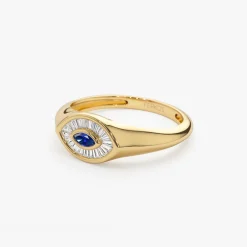 14k Marquise Shaped Sapphire and Baguette Diamond Ring