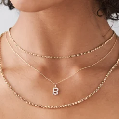 14k Medium Size Diamond Initial Necklace