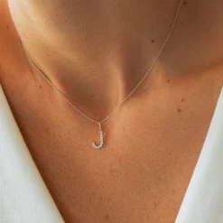 14k Medium Size Diamond Initial Necklace