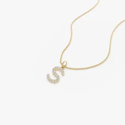 14k Medium Size Diamond Initial Necklace