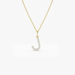 14k Medium Size Diamond Initial Necklace