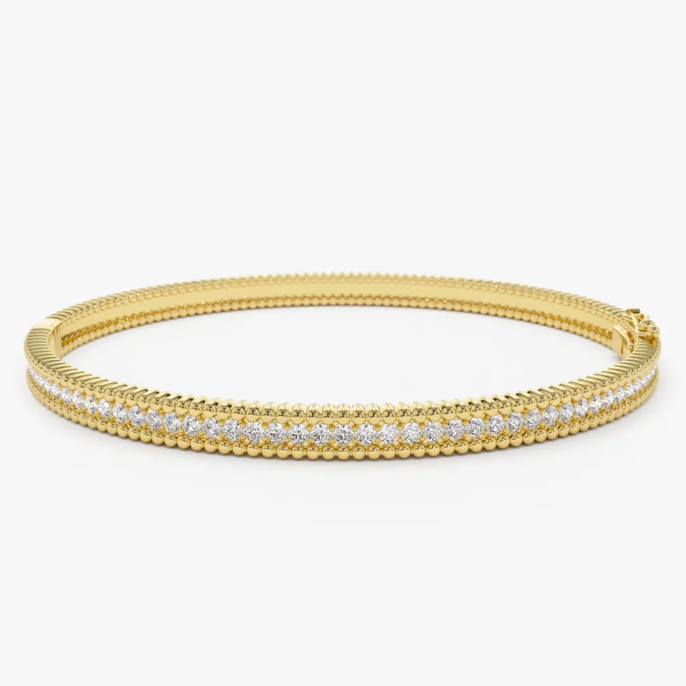 14k Milgrain Diamond Bangle Bracelet