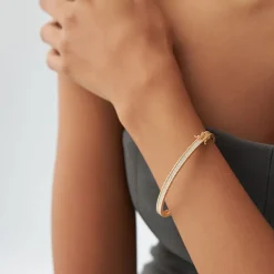 14k Milgrain Diamond Bangle Bracelet
