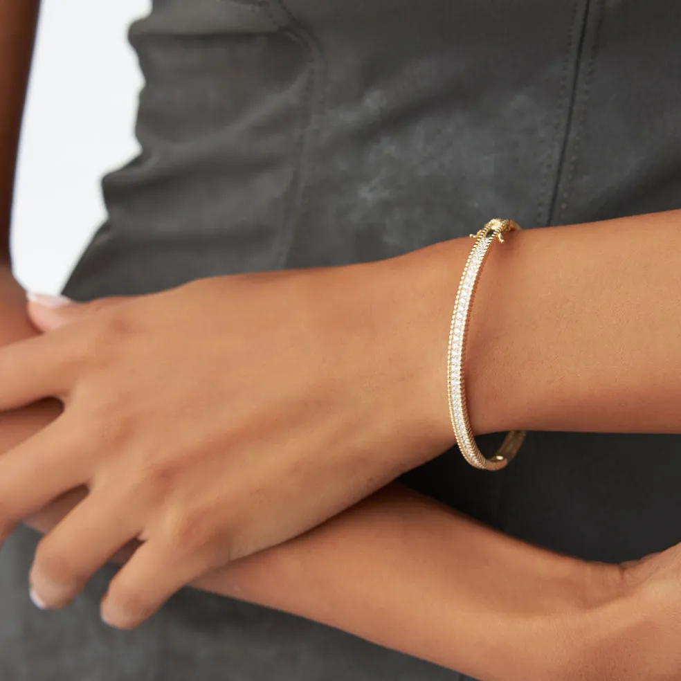 14k Milgrain Diamond Bangle Bracelet